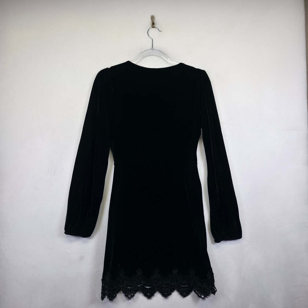 4SISNNA Velvet Lace Dress Womens S Black Gothic Romantic Dark WhimsigothY2K - Picture 9 of 16